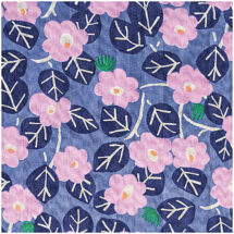 tissu mousseline violet/fleurs rose rico design